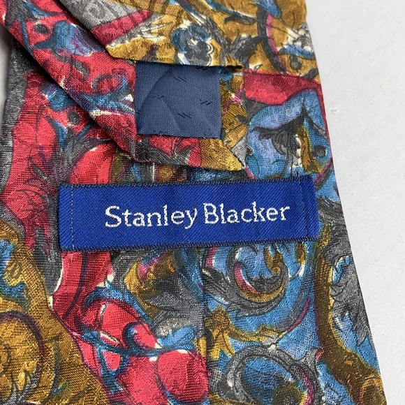 Stanley Blacker Gray Abstract Men’s Tie 4" x 60" - Picture 3 of 3